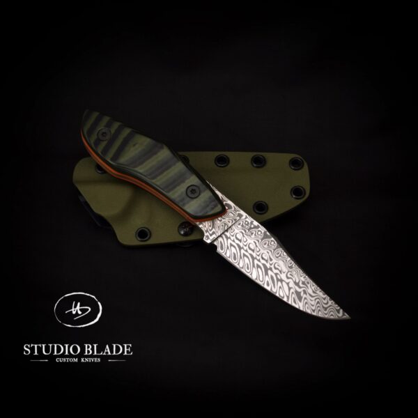 Studio Blade custom knife. Nomad Damasteel