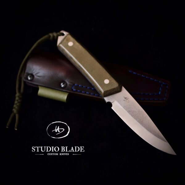 Studio Blade carbon steel bushcraft knife green canvas Micarta